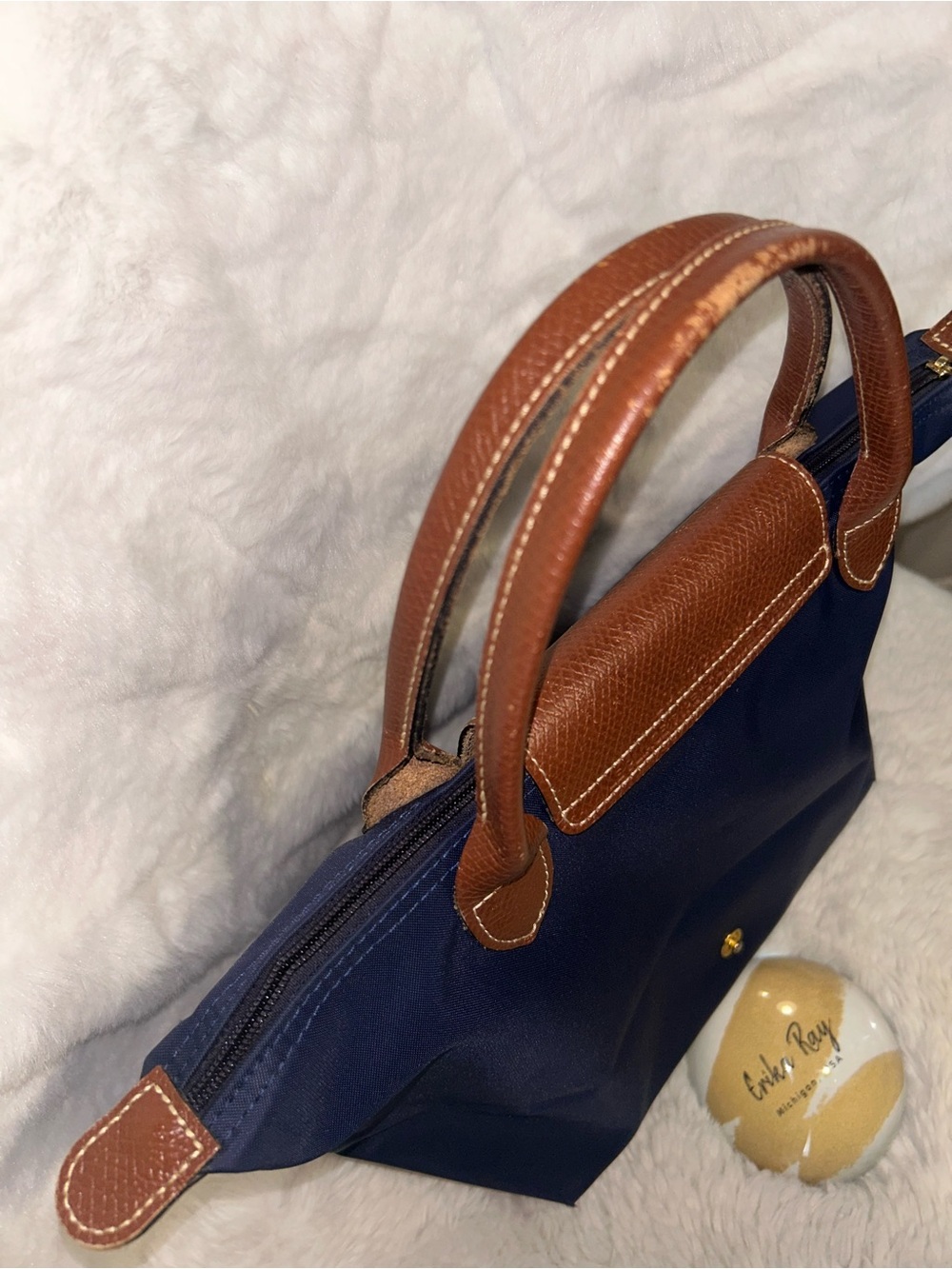 Longchamp Le Pliage Small Navy Tote Bag - Picture 6 of 14